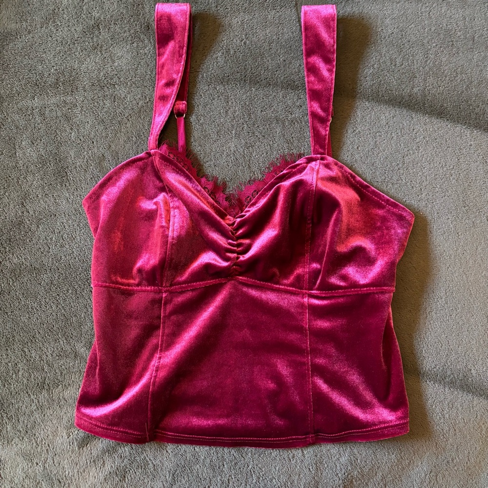 Abercrombie & Fitch Velvet Crop Tank Top